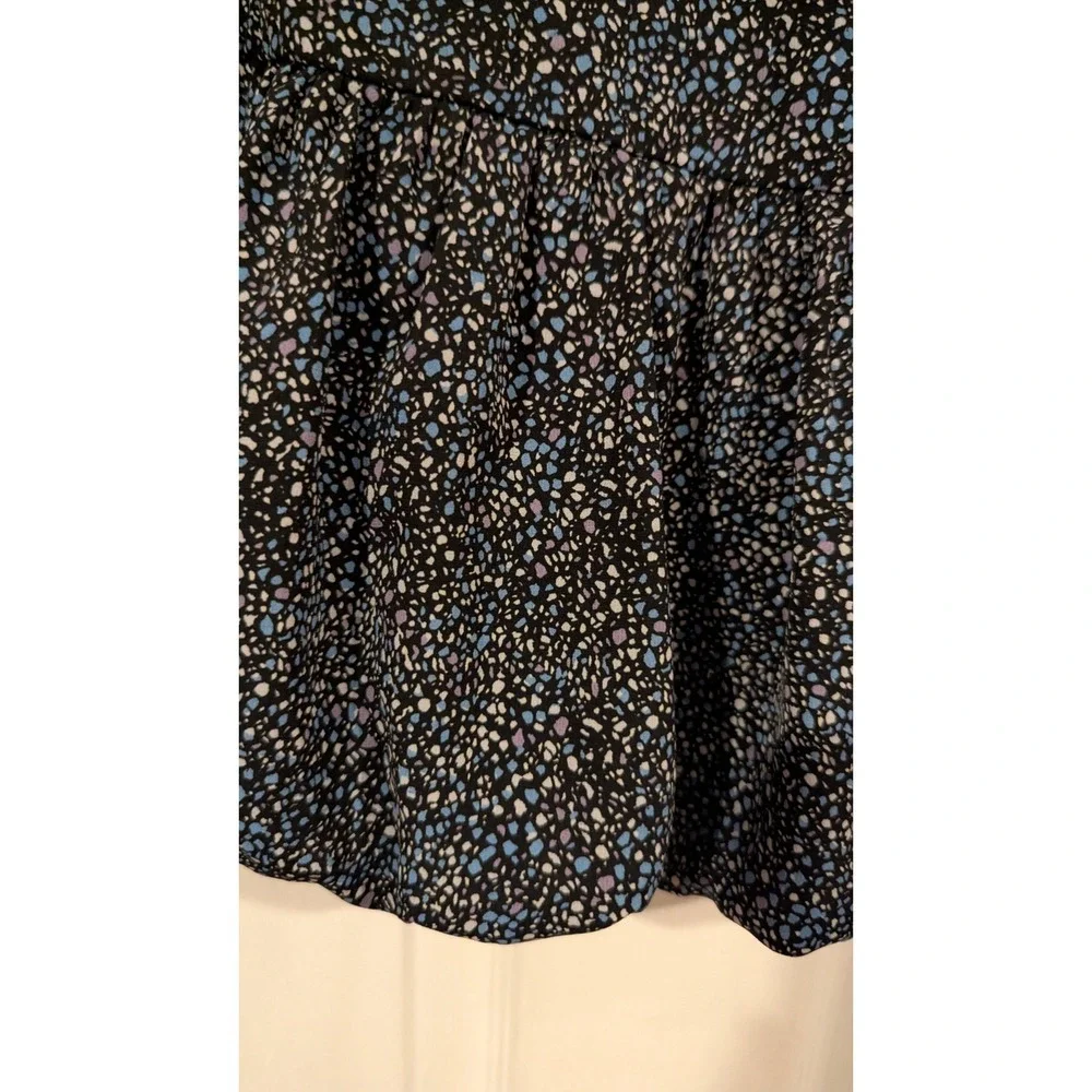 Forever 21 Mini Skirt Medium Black Blue Purple Speckled Ruffle Hem Flirty Boho